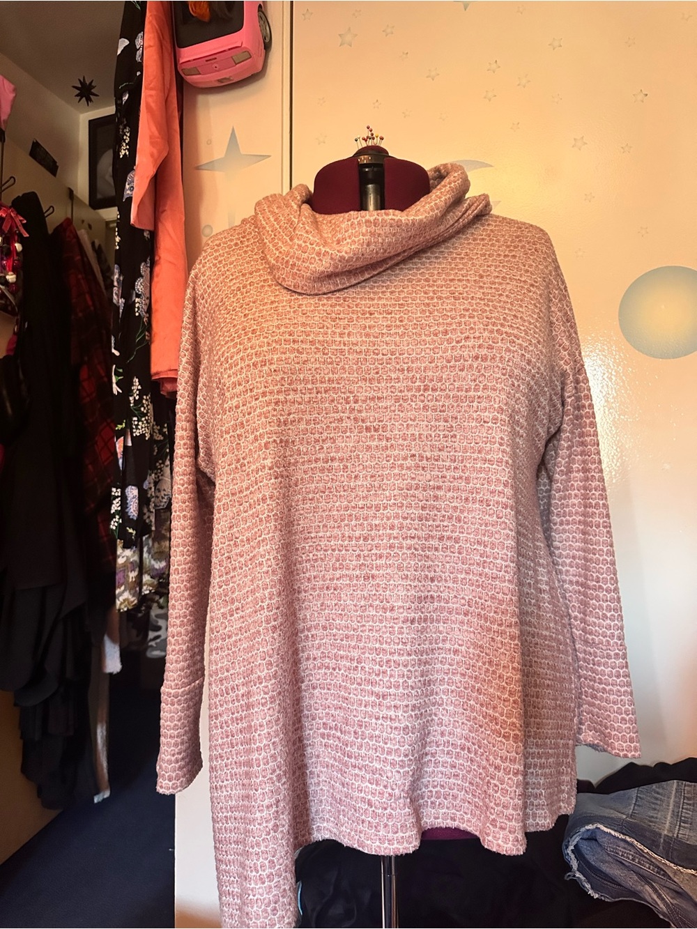 New York Laundry Cozy Pink Cowl Neck Women's Sweater 3X